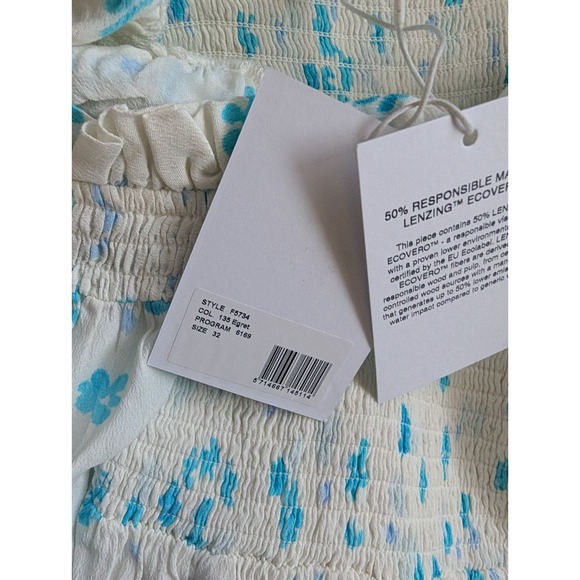 NWT GANNI Shirred Floral ECOVERO-blend crepe mini dress Size EU 32 US 0 #1D456 - Picture 8 of 10